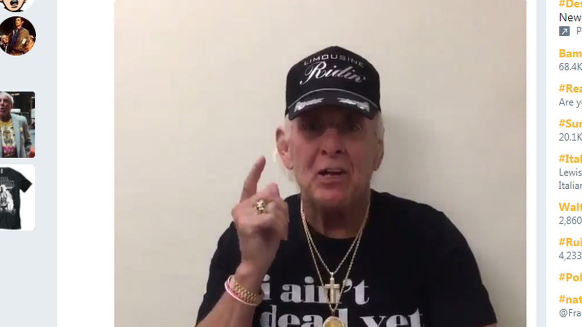 Flair in his Saturday video thanking fans for their support.