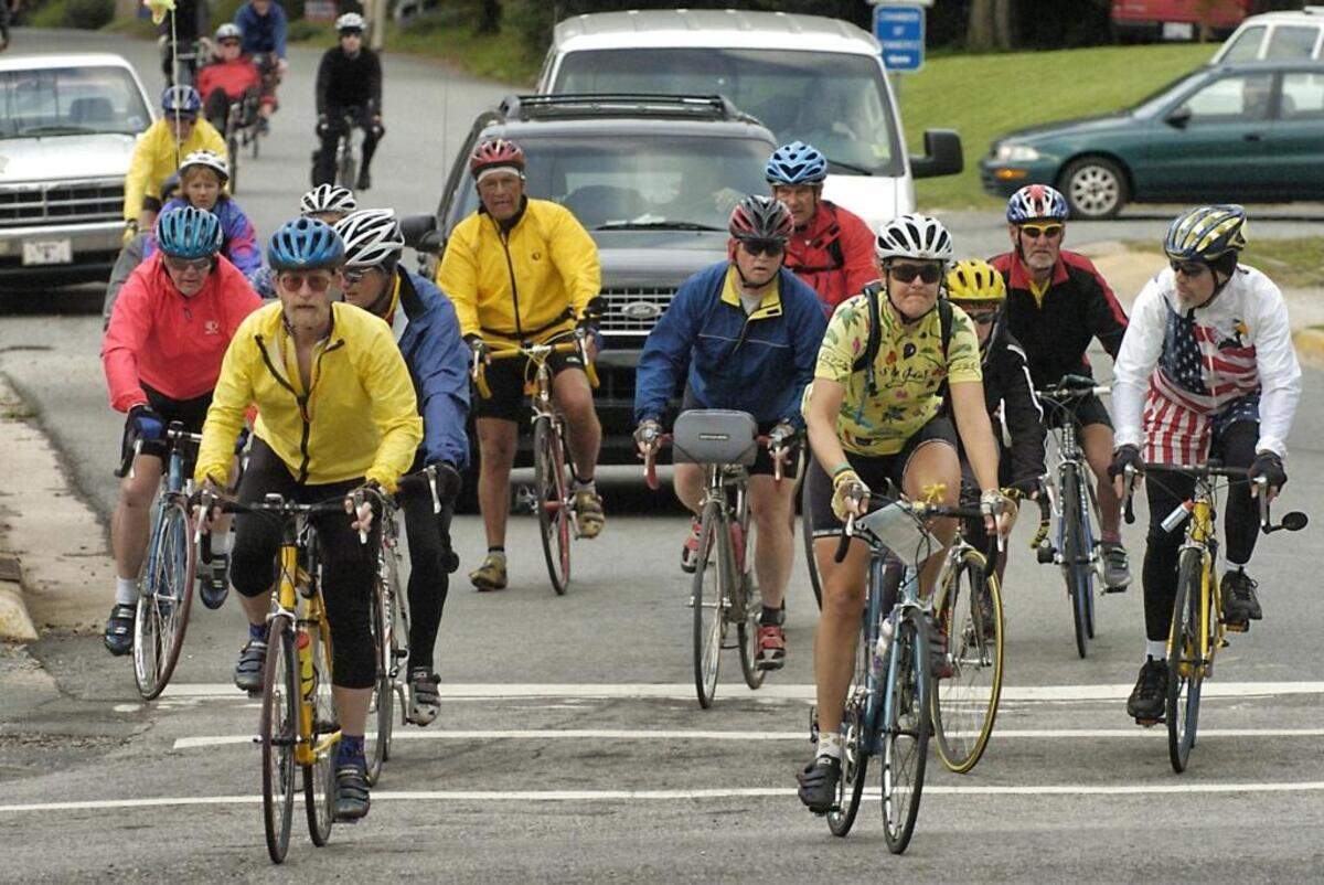 Cyclists in Hillsborough, NC travel the Cycle North Carolina route through Orange County.