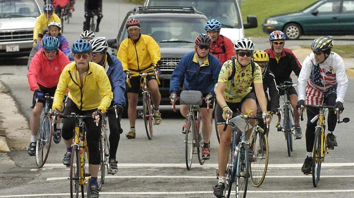 Cyclists in Hillsborough, NC travel the Cycle North Carolina route through Orange County.