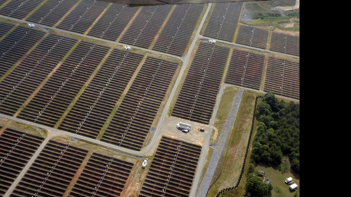 
An aerial view of Apple's server facility and solar farm in Maiden.
