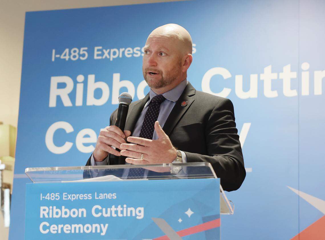 Brett Canipe, western deputy chief engineer with the North Carolina Department of Transportation talks Friday about the I-485 express lanes that will open Saturday at 6 a.m. 
