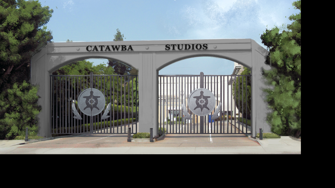 
This is a rendering of what the gate leading to the planned movie studio complex at the Catawba Indian Reservation in York County.

