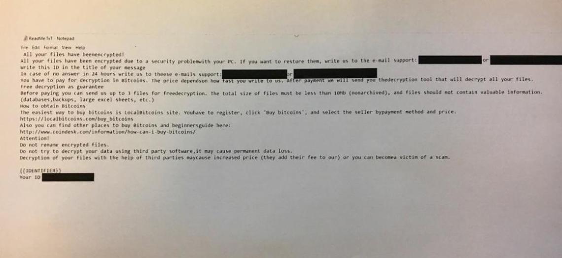 The note hackers sent to Mecklenburg County