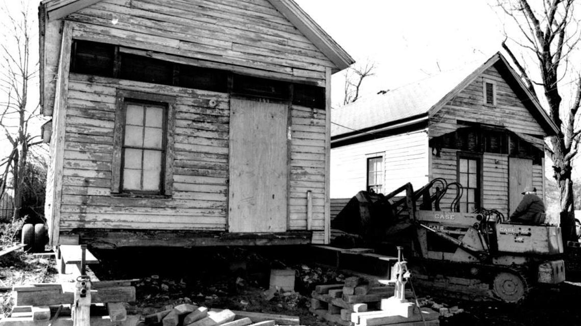 
1986: Houses are readied for the move from W. Bland Street. 

