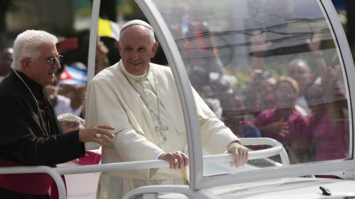 
Pope Francis rides through Santiago de Cuba on Tuesday prior to leaving for the United States.
