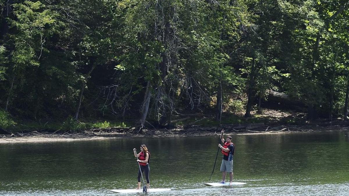 Paddle boarders on the Catawba River in Mount Holly.