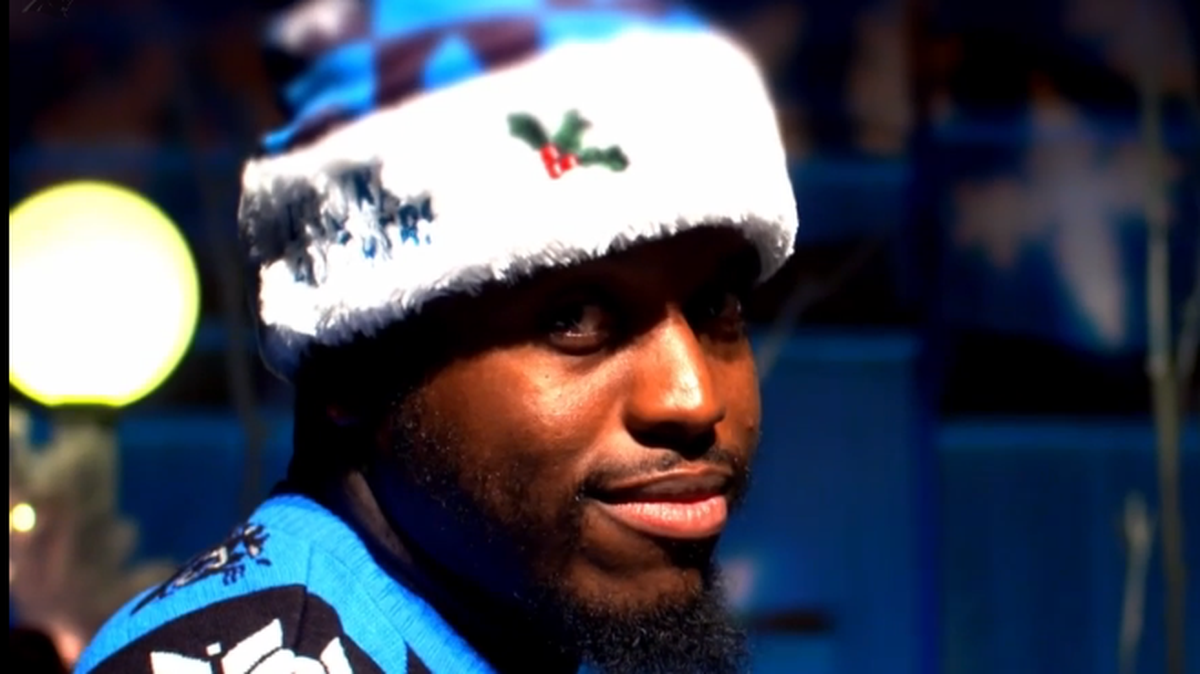 Jonathan Stewart stars in team holiday video
