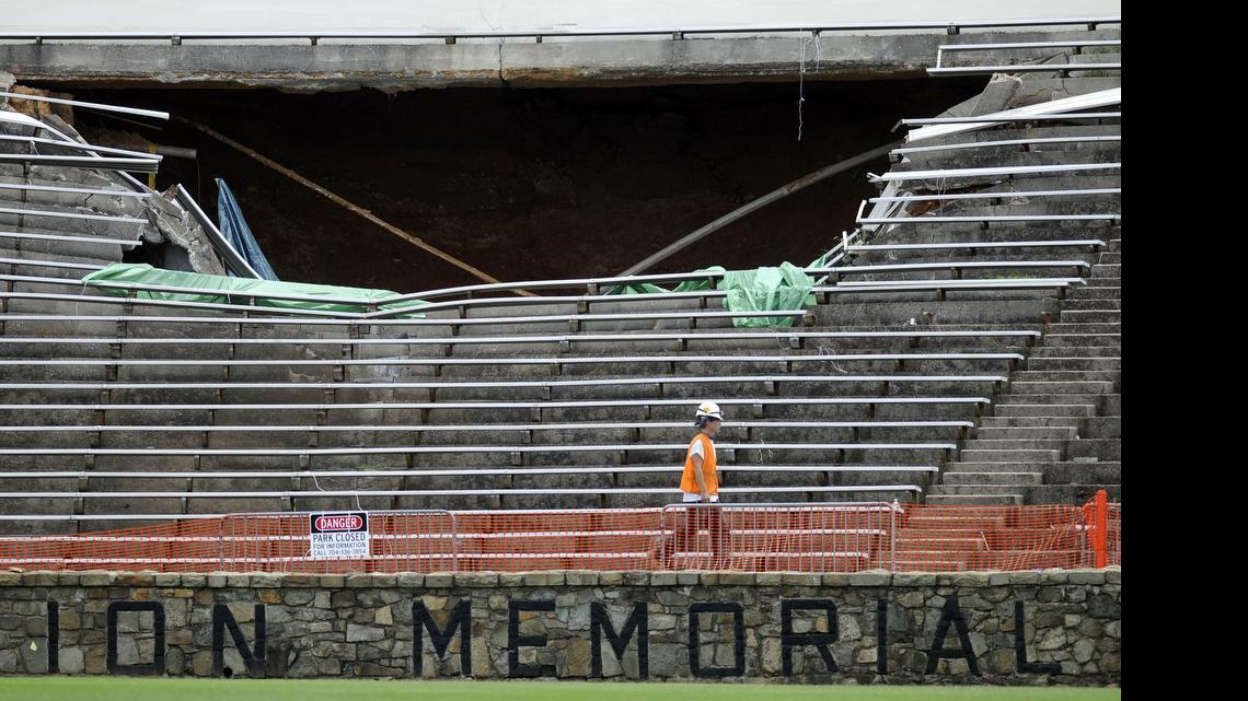 
In 2009, several rows of seats in the horseshoe section of Memorial Stadium collapsed.
