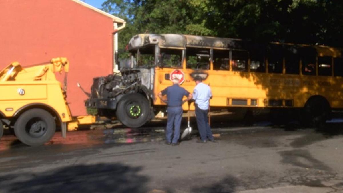 Sixteen South Mecklenburg High School students and a bus driver were safely evacuated after their bus caught fire on Thursday afternoon, Charlotte-Mecklenburg Schools said.