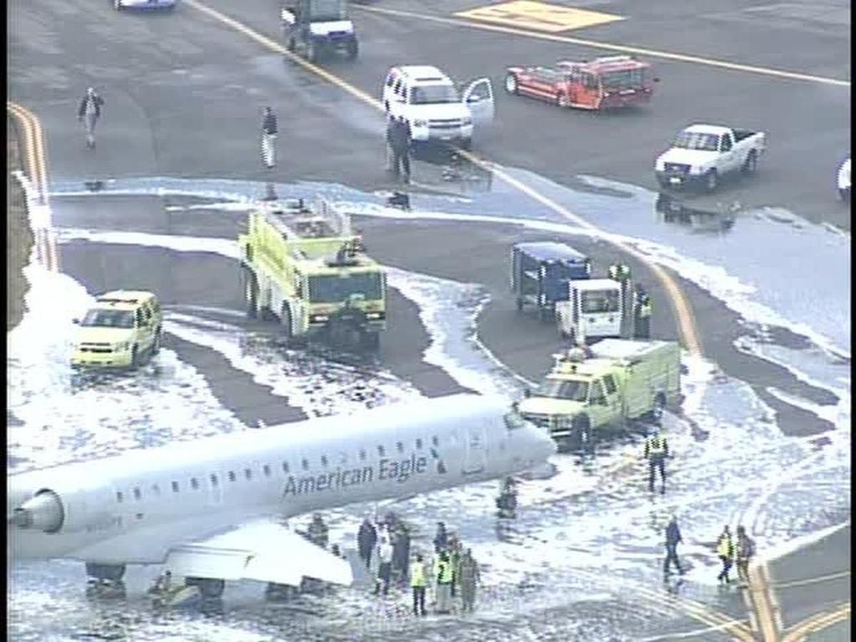 This February 2017 file photo shows crews responding at Charlotte Douglas International Airport after a deer was hit by an American Eagle plane that was taking off. The deer did not access the airfield through an opening in the perimeter fence, airport officials said.
