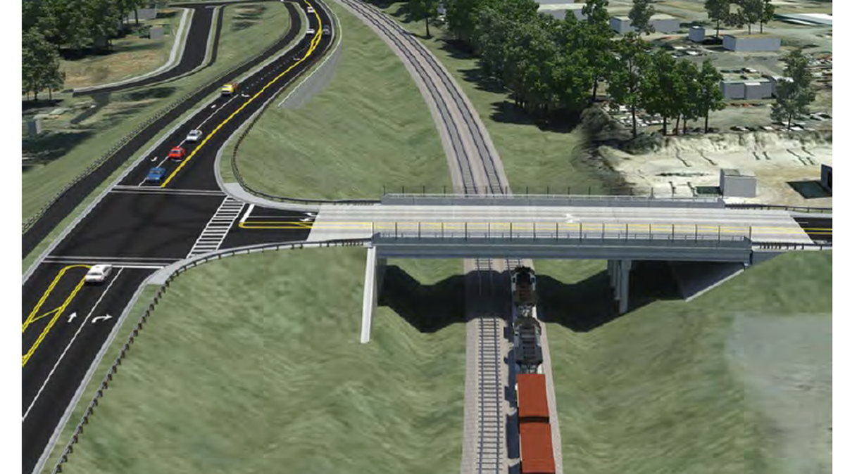 The Grier Road bridge is scheduled to open in May, carrying traffic over the North Carolina Railroad Company tracks to Old Concord Road.
