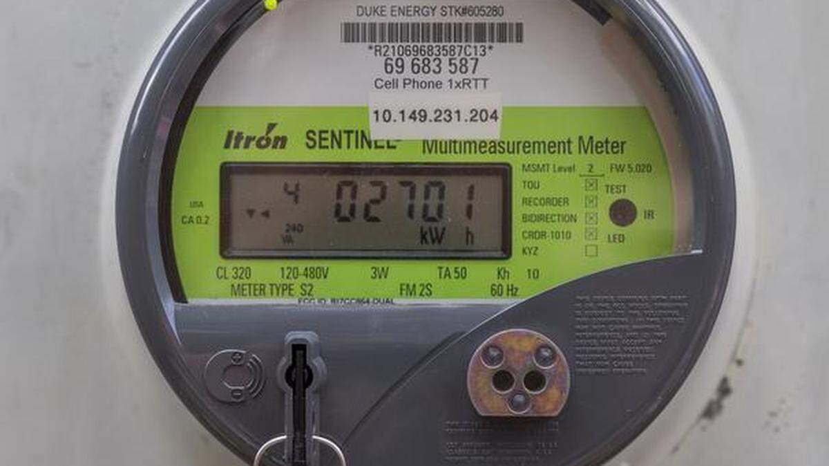 
An electric meter placed outside a home by Duke Energy measures how much electricity flows from solar panels to the grid and balances that amount with the amount used by the home. Secretary of Energy Dan Brouillette ​announced up to $65 million in federal grants Tuesday to expand testing of “grid-interactive” efficient buildings nationwide.
