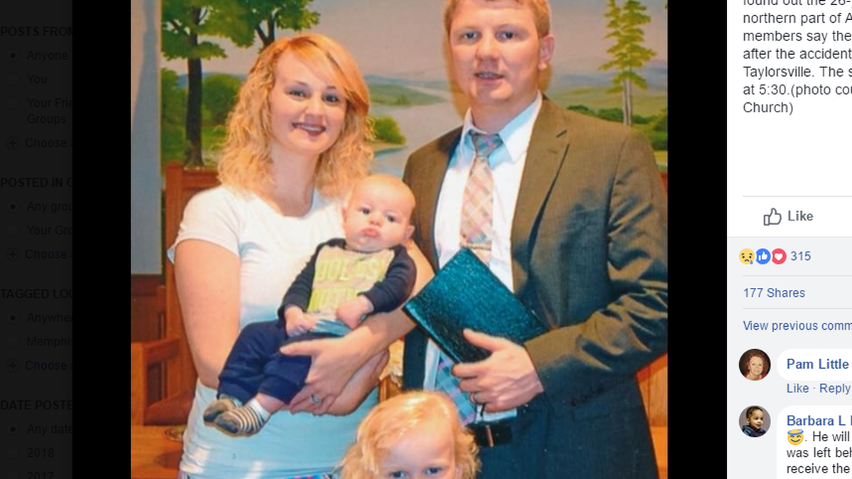 Seth Marsh, right, was pastor of Russell Gap Baptist Church, according to the Taylorsville Times. He is shown here with his wife, Katy, and two children.