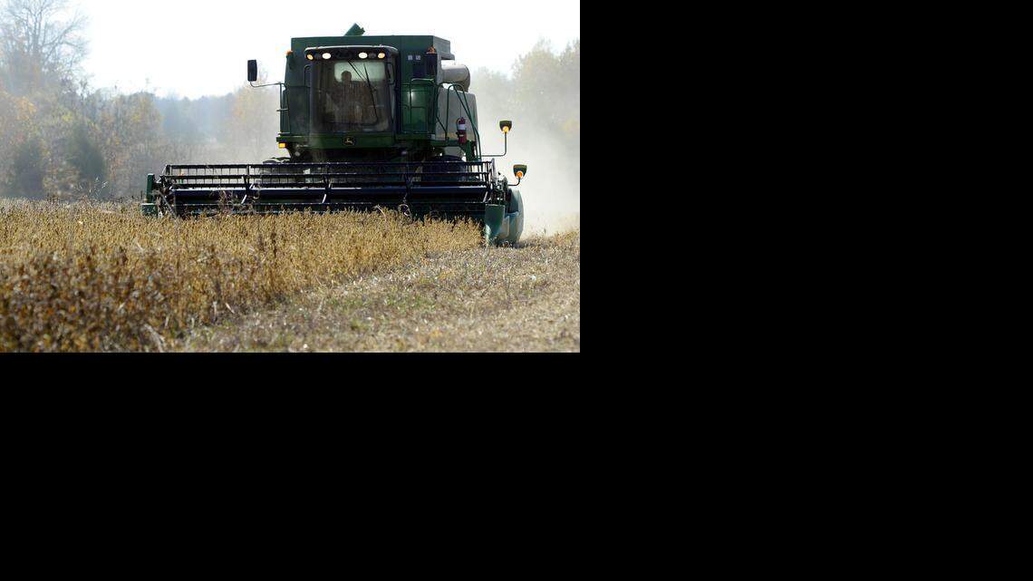 
Myra Morrison operates a combine on her land in Cabarrus County, where opposition grew to Charlotte Water’s spreading sewage sludge on farmland.
