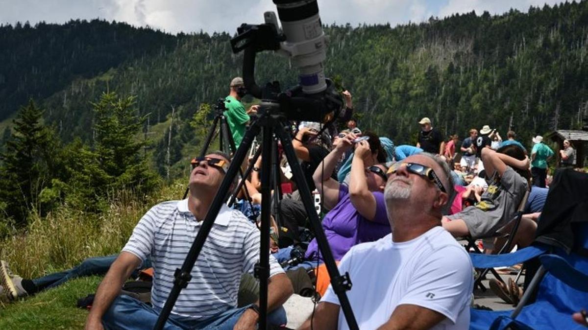 Visitors to Great Smoky Mountains National Park viewed the total solar eclipse at Clingmans Dome last August.