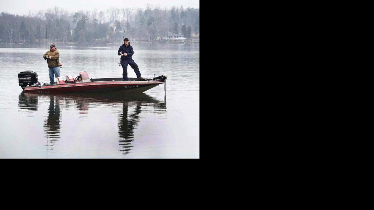 
Derick Johnson, left, and Chad Sawyer – both of Hickory – fish for bass on Lake Wylie in Belmont on Sunday. There were practicing techniques to prepare for next weekend’s bass tournament to be held on Lake Wylie.

