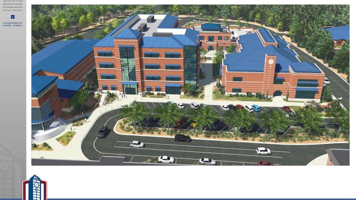 Artist’s rendering of Providence Day School’s proposed four-story, 80,000 square foot Academic Center for the heart of campus.