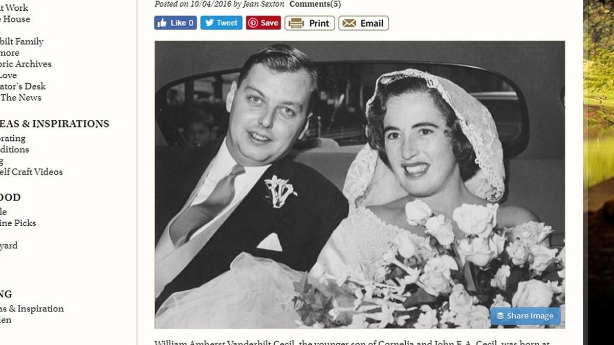 William A.V. Cecil and Mary “Mimi” Ryan were married in New York City in 1957. The couple were credited with making Biltmore a profitable working estate.