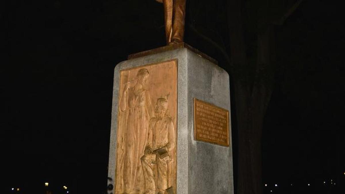 The statue has been a target of protest and vandalism in recent years.