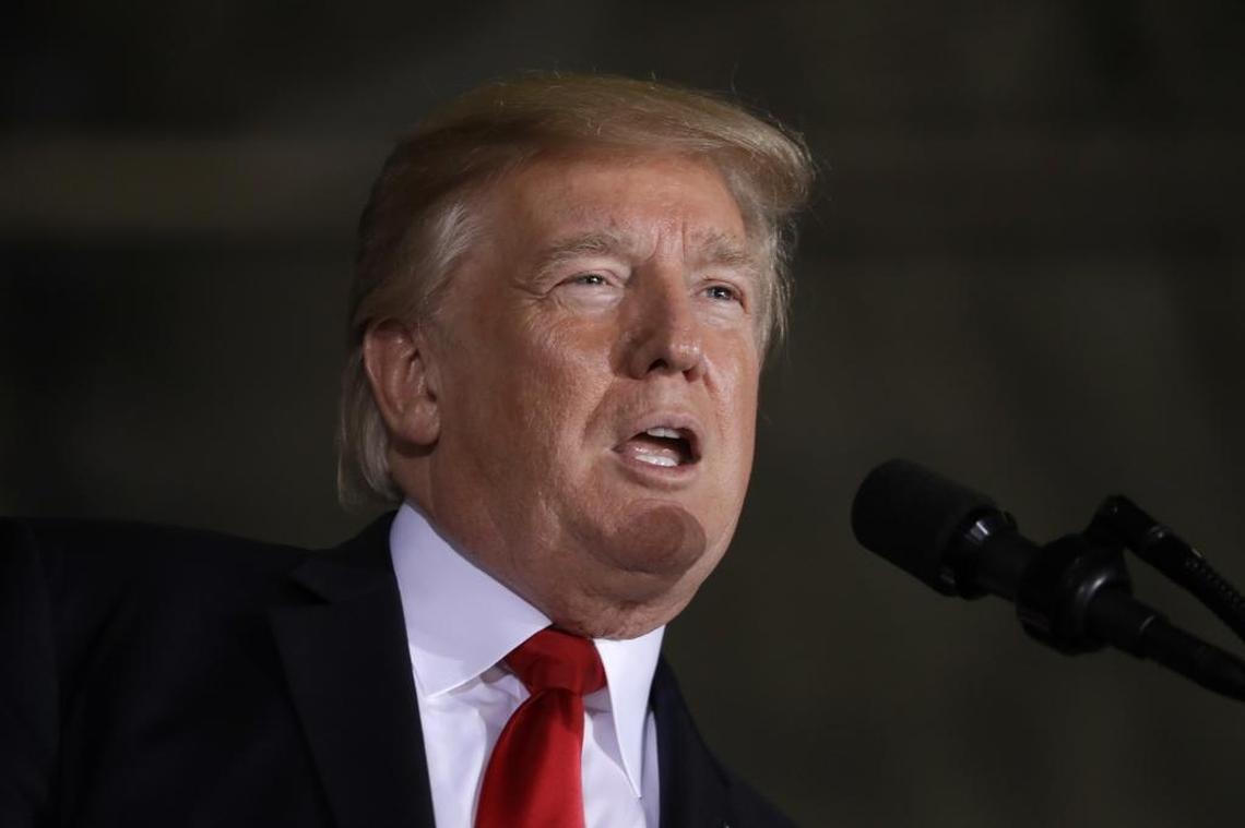 President Donald Trump speaks to military personnel and their families at Andrews Air Force Base, Md., Friday, Sept. 15, 2017.