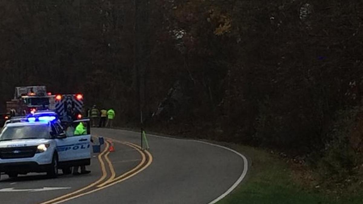 The crash scene in the 13500 block of Lancaster Highway Monday morning.