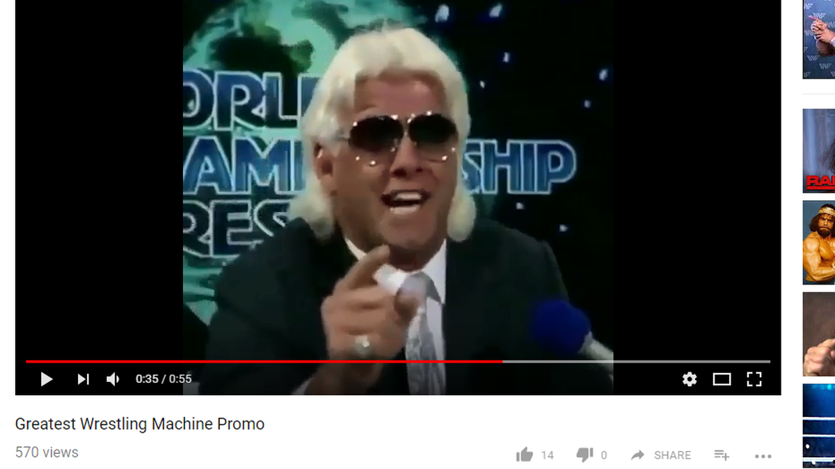 A moment from one of the videos Ric Flair has posted on his new YouTube channel
