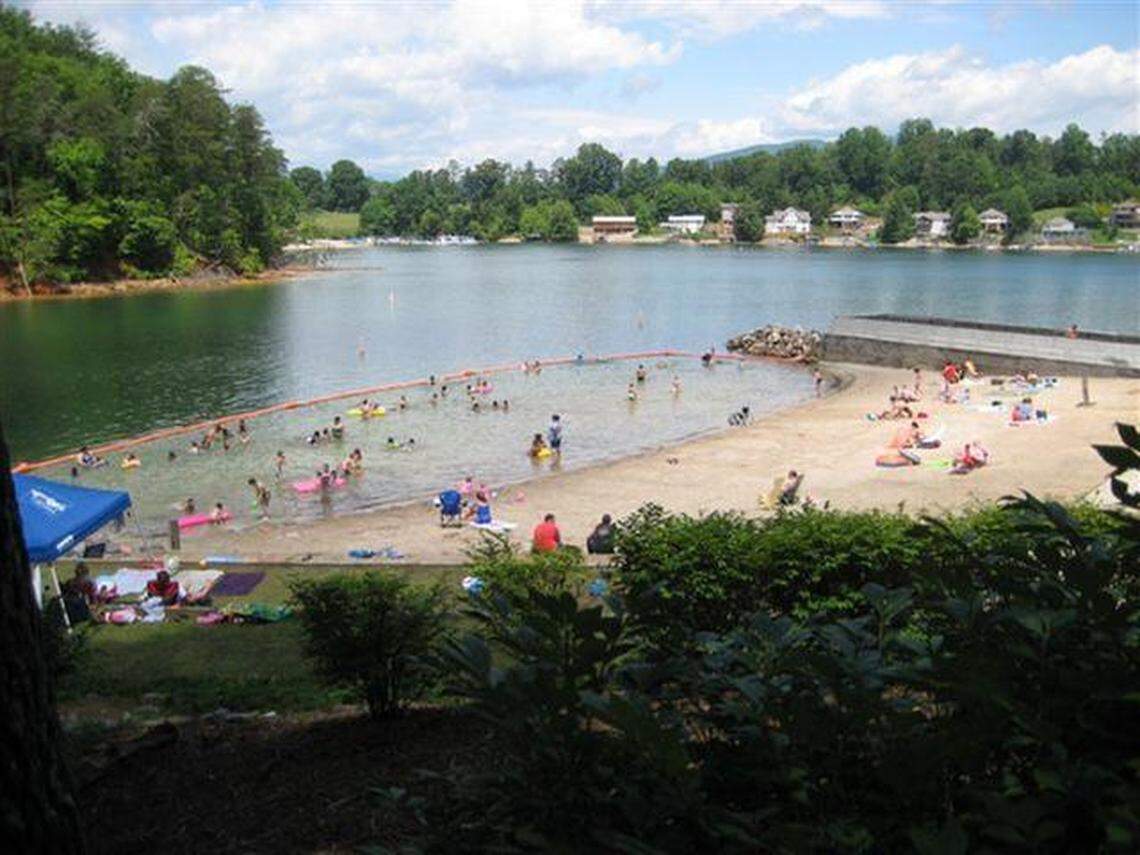 Lake James State Park features a pleasant swimming area open during the warm months.