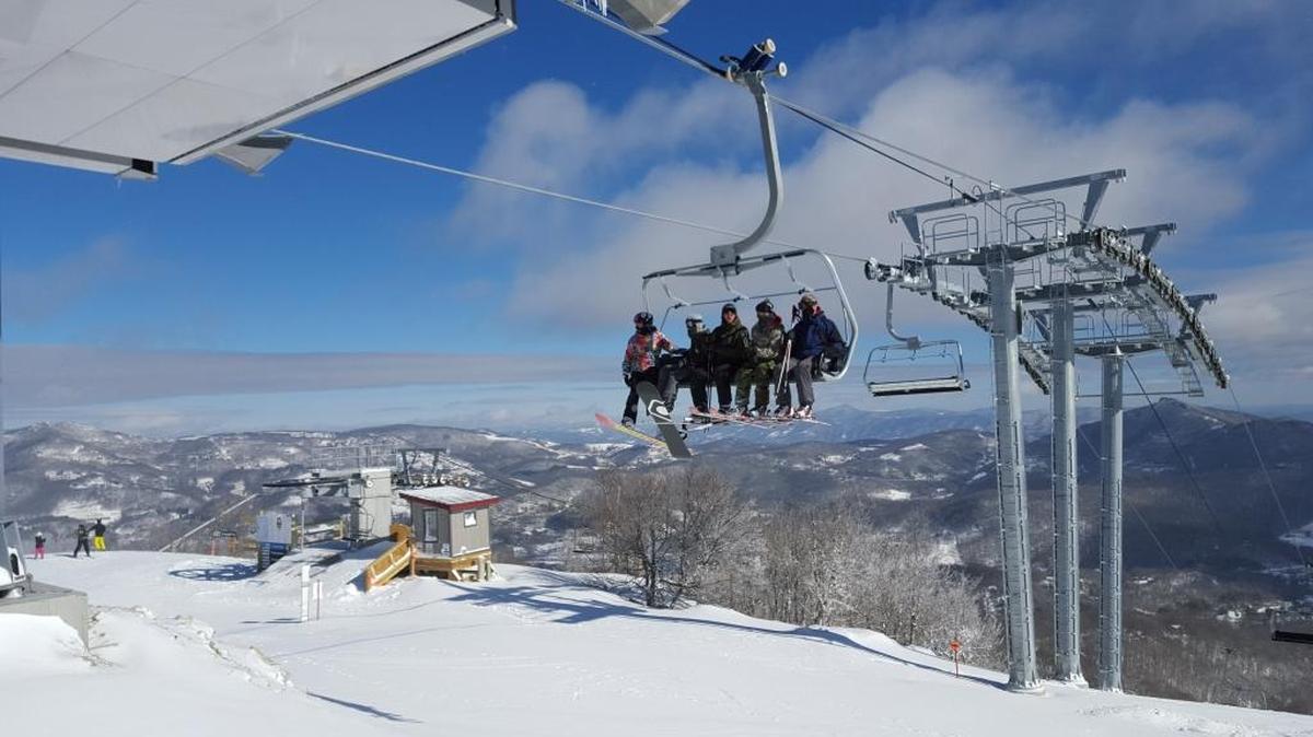 Skiers at Sugar Mountain Resort overlook Banner Elk, a N.C. mountain town that lost much of its water Friday after a main broke.