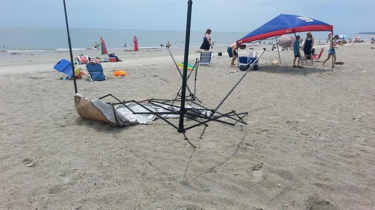 
Abandoned, broken beach canopies and canopy frames plague some beaches on Hilton Head Island.
