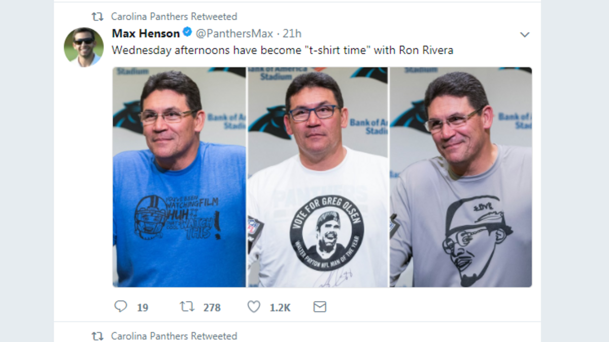 The many shirts of Ron Rivera at recent press conferences.