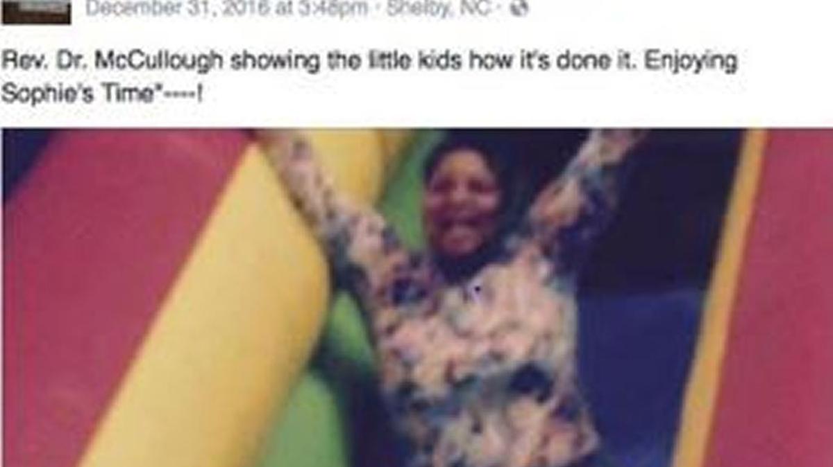 A federal lawsuit filed against Pastor Cynthia McCullough of Charlotte by her insurance company, New York Life, included what it said was this photo from her church’s Facebook page with her going down an inflatable slide. At the time of the photo, the lawsuit said, McCullough said she had a crippling disease.