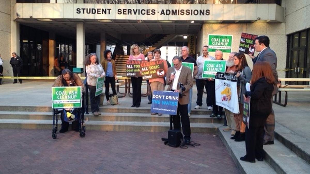 Neighbors of Duke Energy’s coal-fired power plants spoke at a press conference in Gaston County on Tuesday.