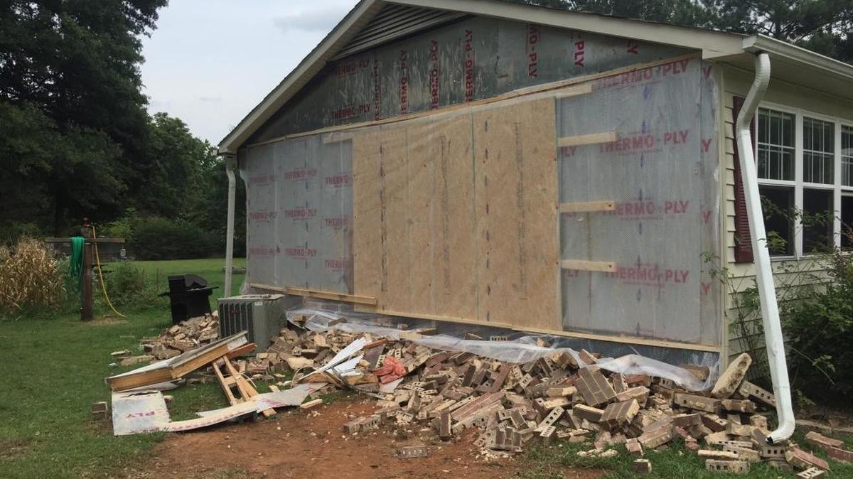 A dump truck hit this home at 3220 S.C. 324 around 11 a.m. Wednesday in the Bethesda community, according to the S.C. Highway Patrol.