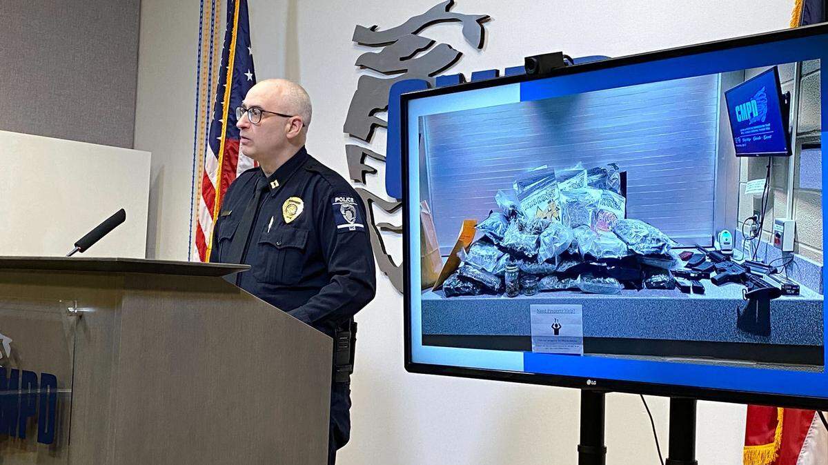 Capt. Bret Balamucki of the central division speaks about a recent seizure of items that occurred during the department’s efforts to crack down on groups riding bikes recklessly.