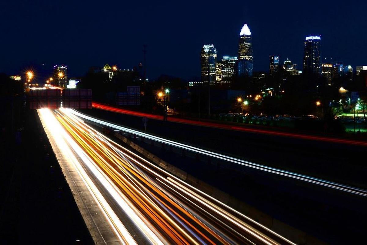 A view along the Brookshire Freeway shot from an overpass on Hamilton St.
