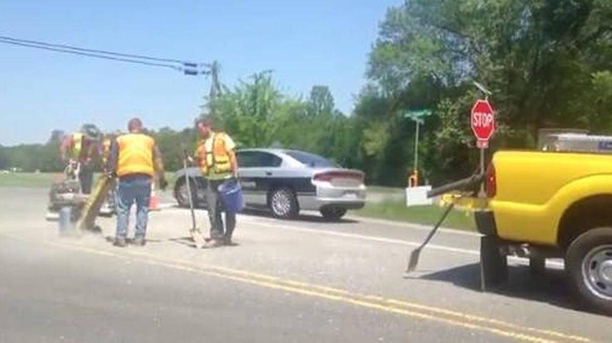 State road crews removed stop signs on Friday that were creating long backups on Lawyers Road at Mill Grove Road in Indian Trail.