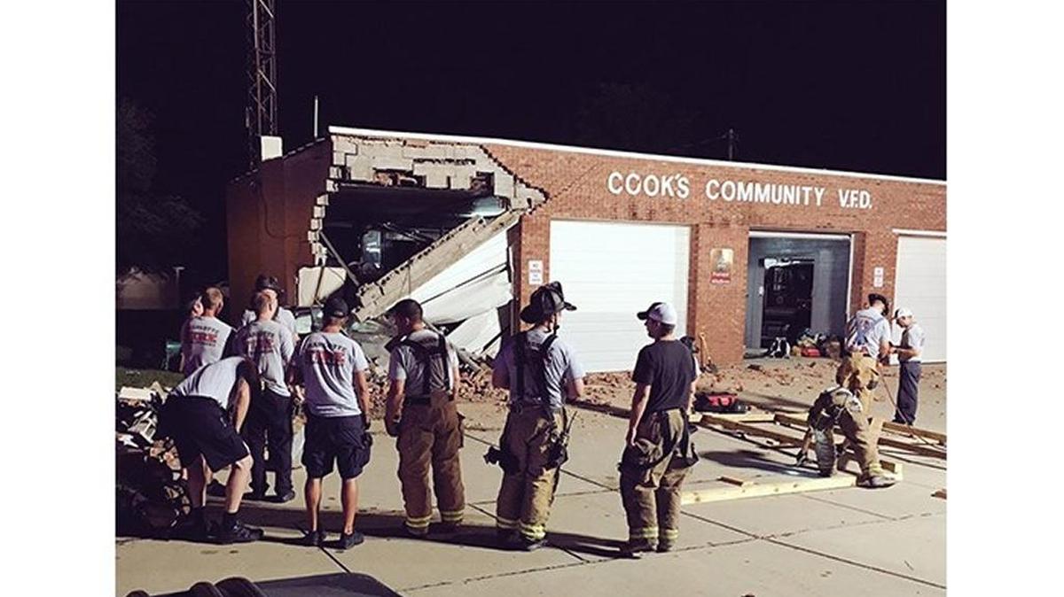 Site of crash into station.