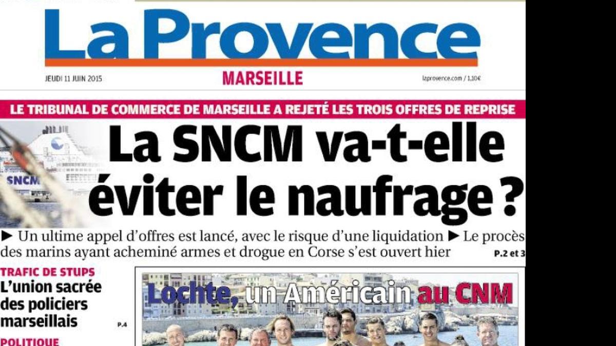 
The front page of Marseille’s largest newspaper La Provence on June 11, 2015 featuring a photo including SwimMAC Team Elite swimmers. 

