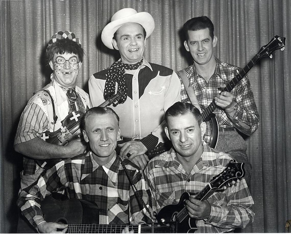 The Briarhoppers in 1942: From left, seated: Roy “Whitey” Grant and Arval Hogan. Back row: Hank Warren, Fred Kirby and Shannon Grayson.