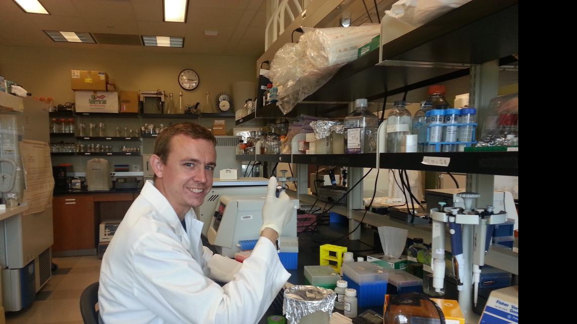 
Joshua Stokell in the lab at UNC Charlotte.
