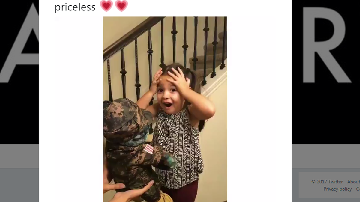 Ellianna reacts to her dad’s voice coming out of a toy bear.