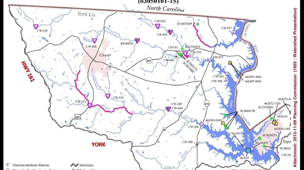 A map of the full proposed Lake Wylie Watershed Overlay the York County Planning Commission is considering as a way to limit development around the lake and its watershed.