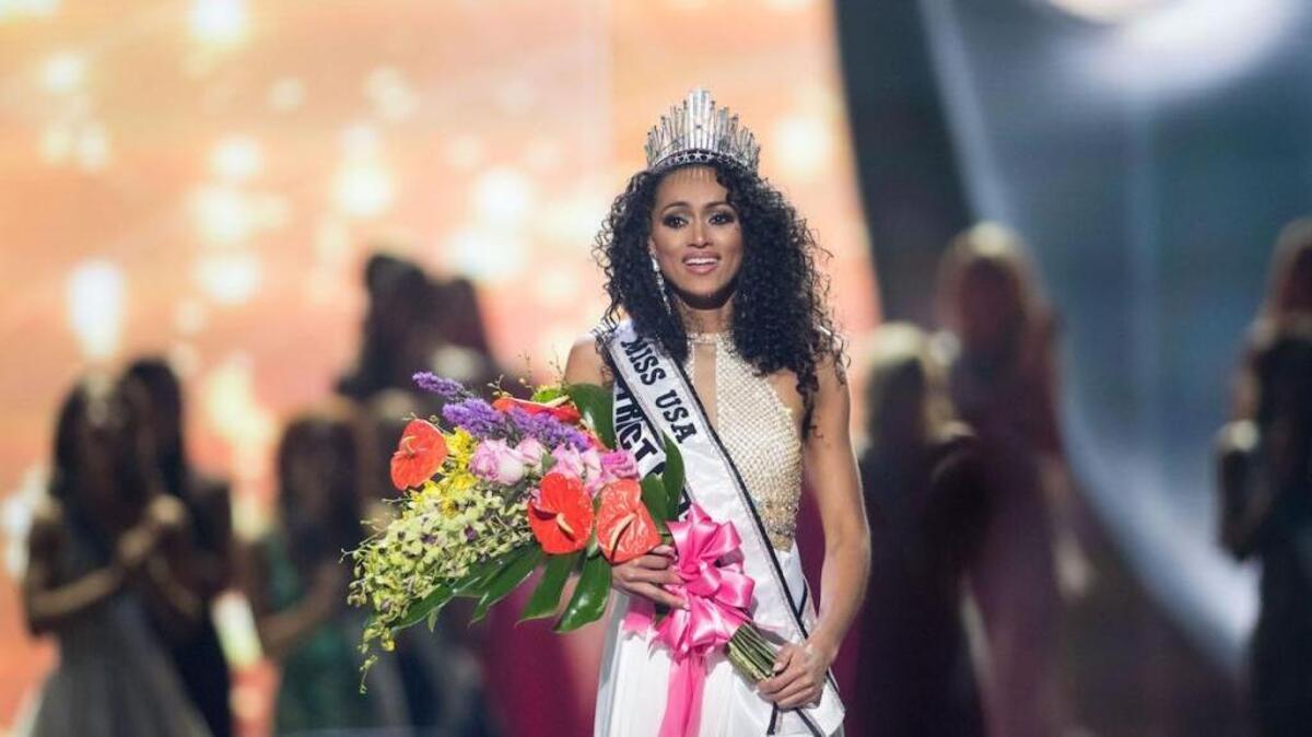 Kára McCullough, Miss District Of Columbia USA 2017, is announced as the new Miss USA on stage at the conclusion of the two-hour special programming event on FOX from the Mandalay Bay Resort and Casino on Sunday