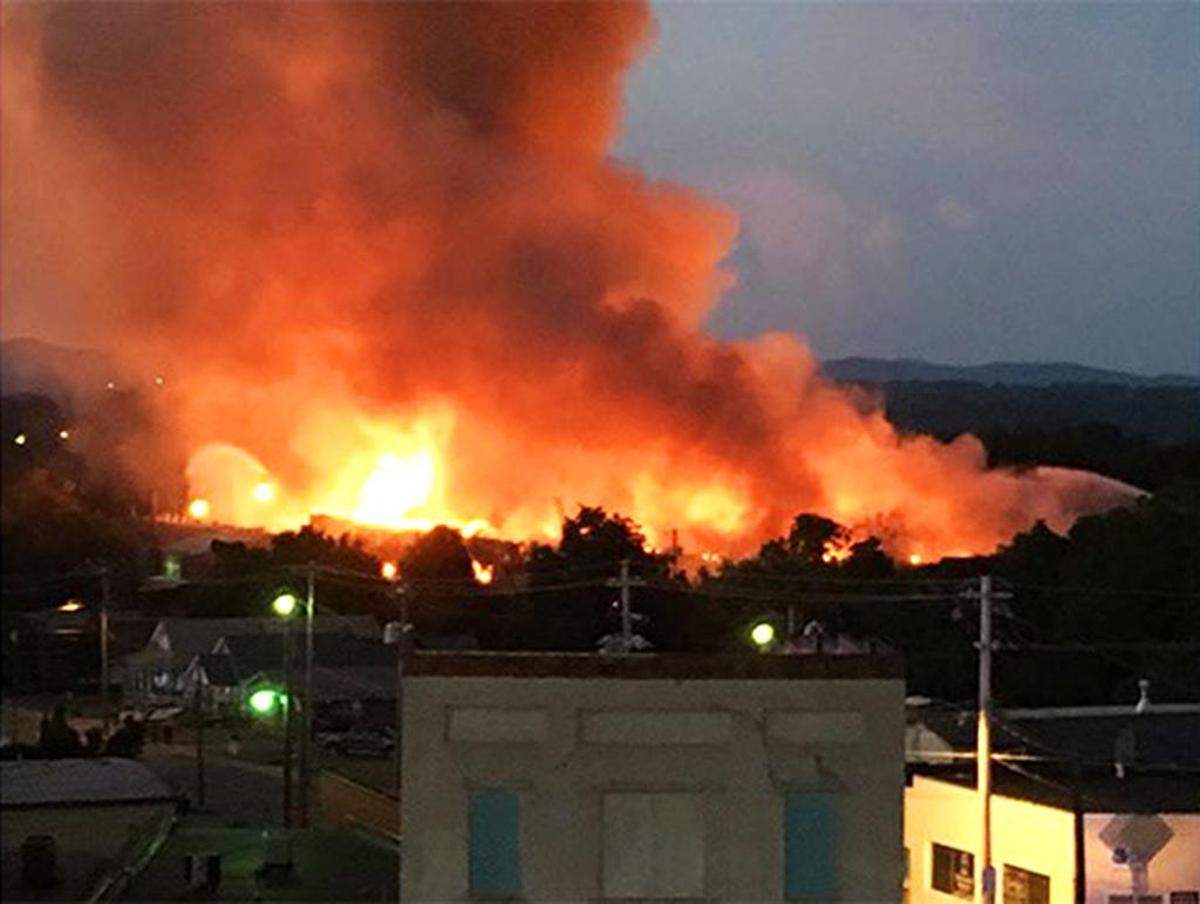 Smoke from the fire could be seen for miles.