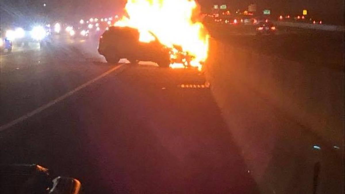 A Rock Hill couple was excited about celebrating their 59th anniversary on Dec. 28 when a fiery car crash put their plans on hold. This photo shows the burning car.