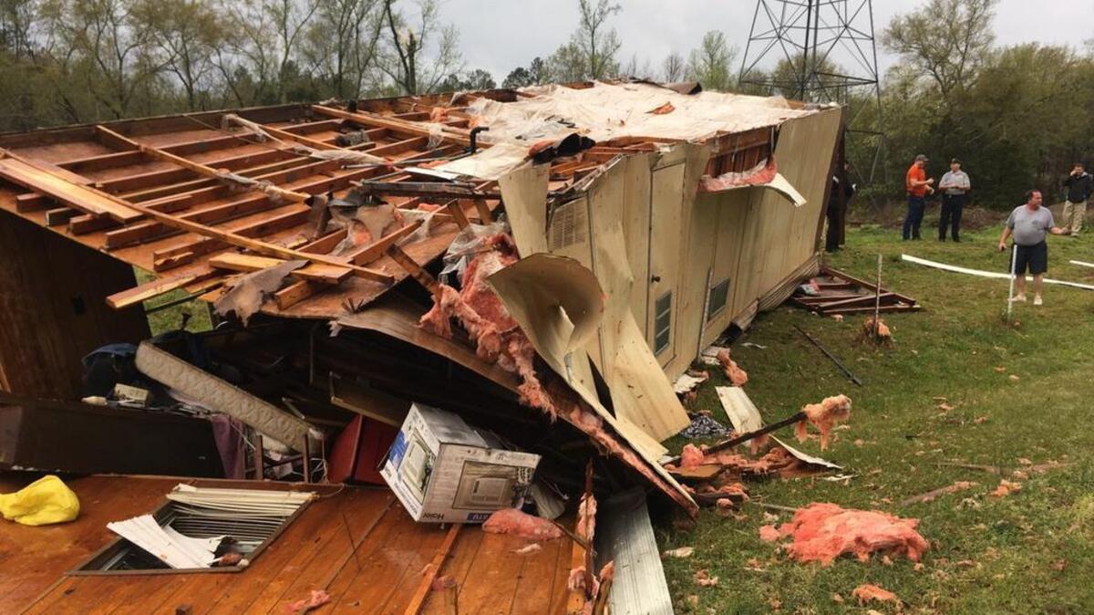 A man died in Union County, S.C., when storms flipped his mobile home several times at about 3:30 p.m. Monday. The home was on Eaves Road near Whitemire Highway.