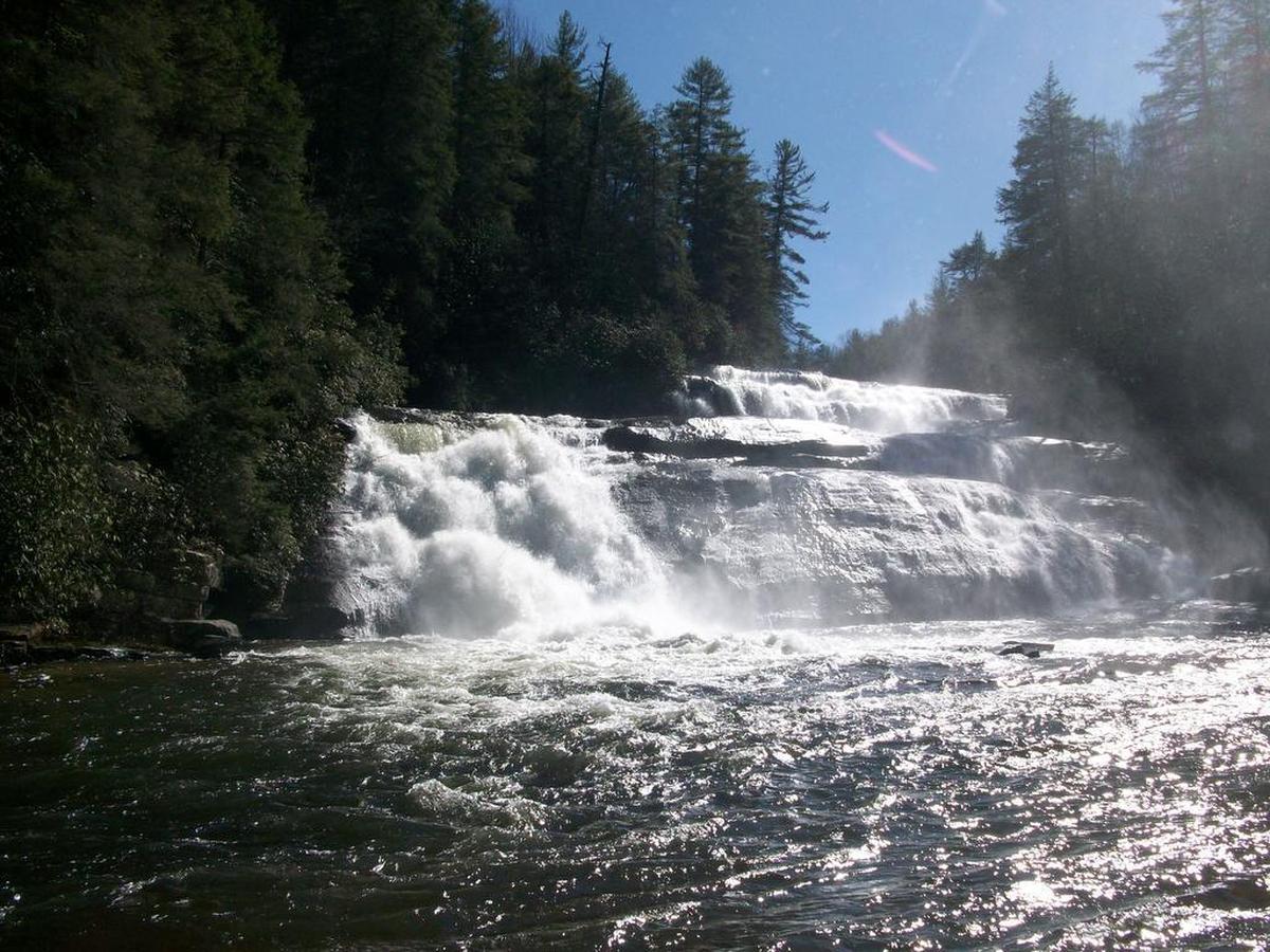 Triple Falls, on the Little River in DuPont State Forest, was featured in the movie “The Last of the Mohicans” and boasts an impressive 120-foot vertical drop.
