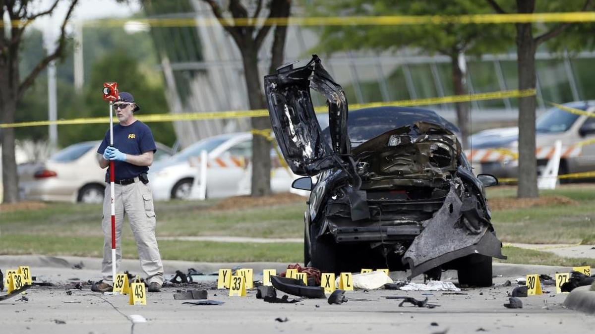 FBI crime scene investigators collect evidence from the site of a May 2016 terrorist attack in Garland, Texas. Two shooters were killed by police after they opened fire outside a “Draw the Prophet Muhammed Contest.” A Charlotte man who had ties to one of the shooters, goes on trial this week in Ohio, charged with trying to recruit a terrorist cell in America in support of the Islamic State.