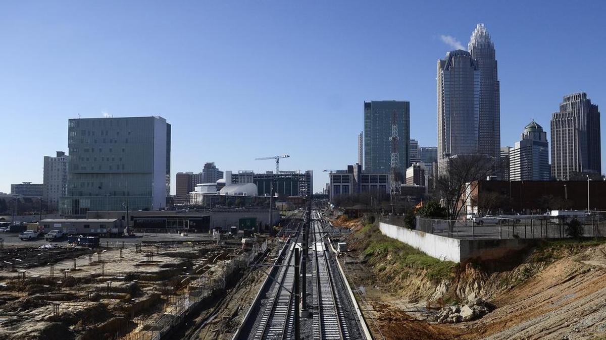 The Lynx Blue Line will not operate for two weekends in April and May to give workers unfettered access to the tracks. Here is a photo of construction on the Blue Line Extension just north of uptown.