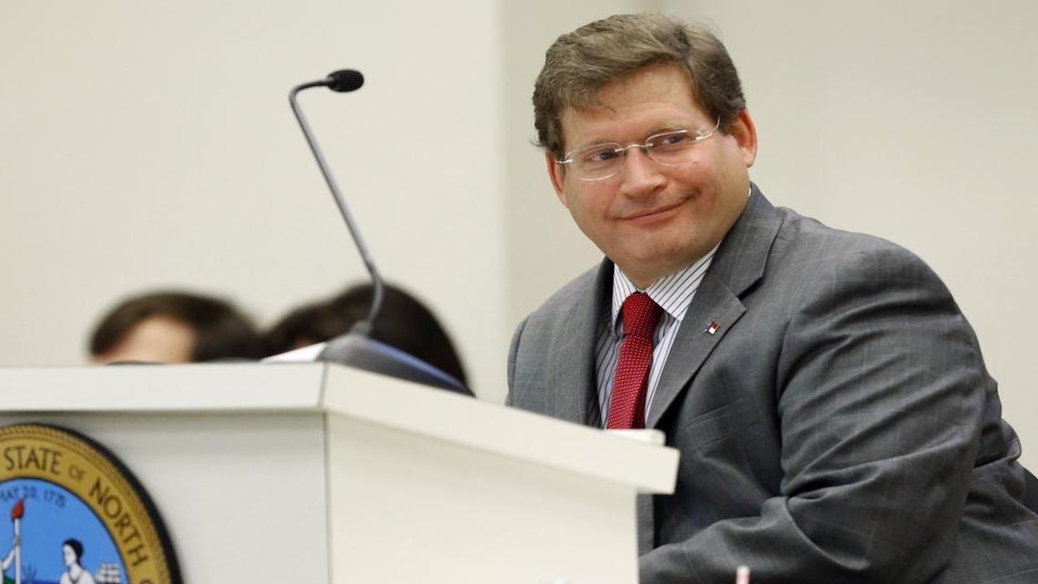 
Rep. Nelson Dollar presides over a House Appropriations committee meeting at the Legislative Office Building in Raleigh on July 29. House and Senate leaders said they reached a budget agreement late Friday.
